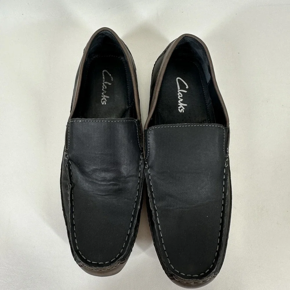 Clark's‎ Moc Toe slip on men's shoes size 10 M 659352 Two tone brown black